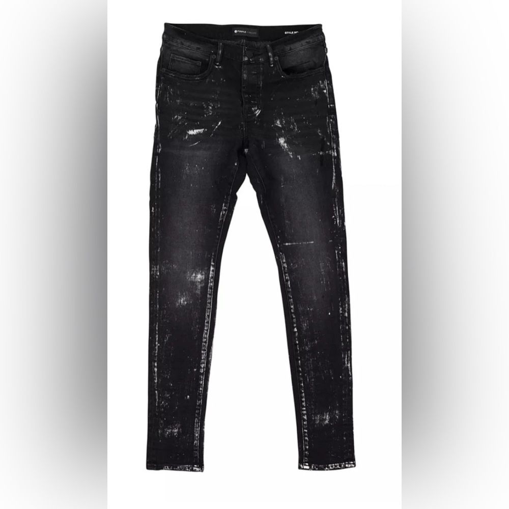 PURPLE BRAND BLACK WASH METALLIC SILVER JEANS